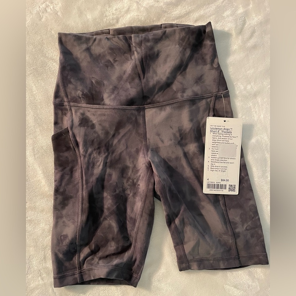 NWT Lululemon Gray Tie-Dye Bike Shorts size 4